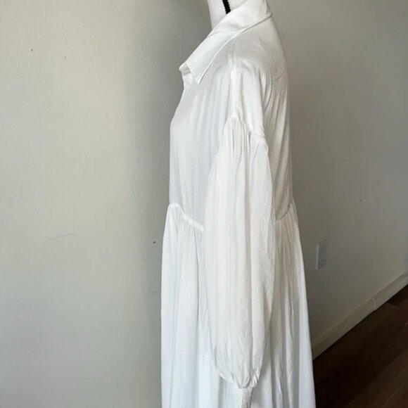 NWT Palms Away White Button Down Flowy Dress- Small - Picture 6 of 7
